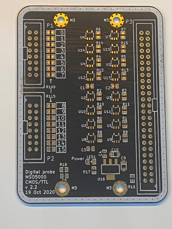 Logic Probe 16 v2.2 bare PCB — multi-protocol FPGA test demo with TinyFPGA BX